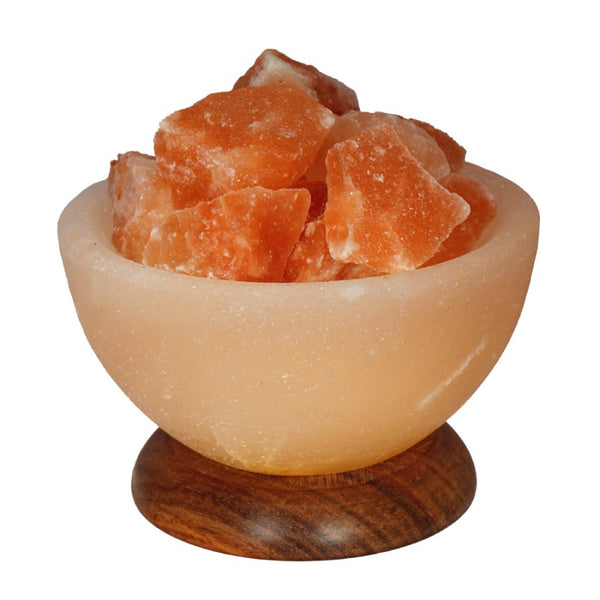 Bowl Salt lamp electric wood base