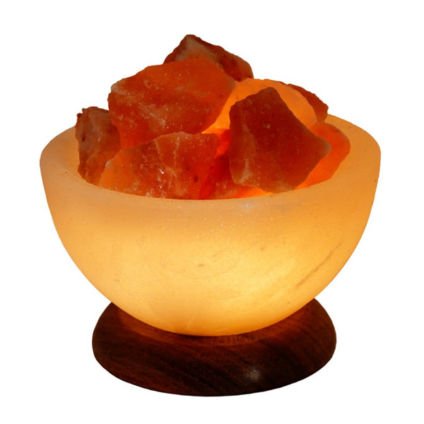 Bowl Salt lamp electric wood base