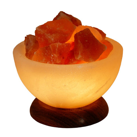 Bowl Salt lamp electric wood base